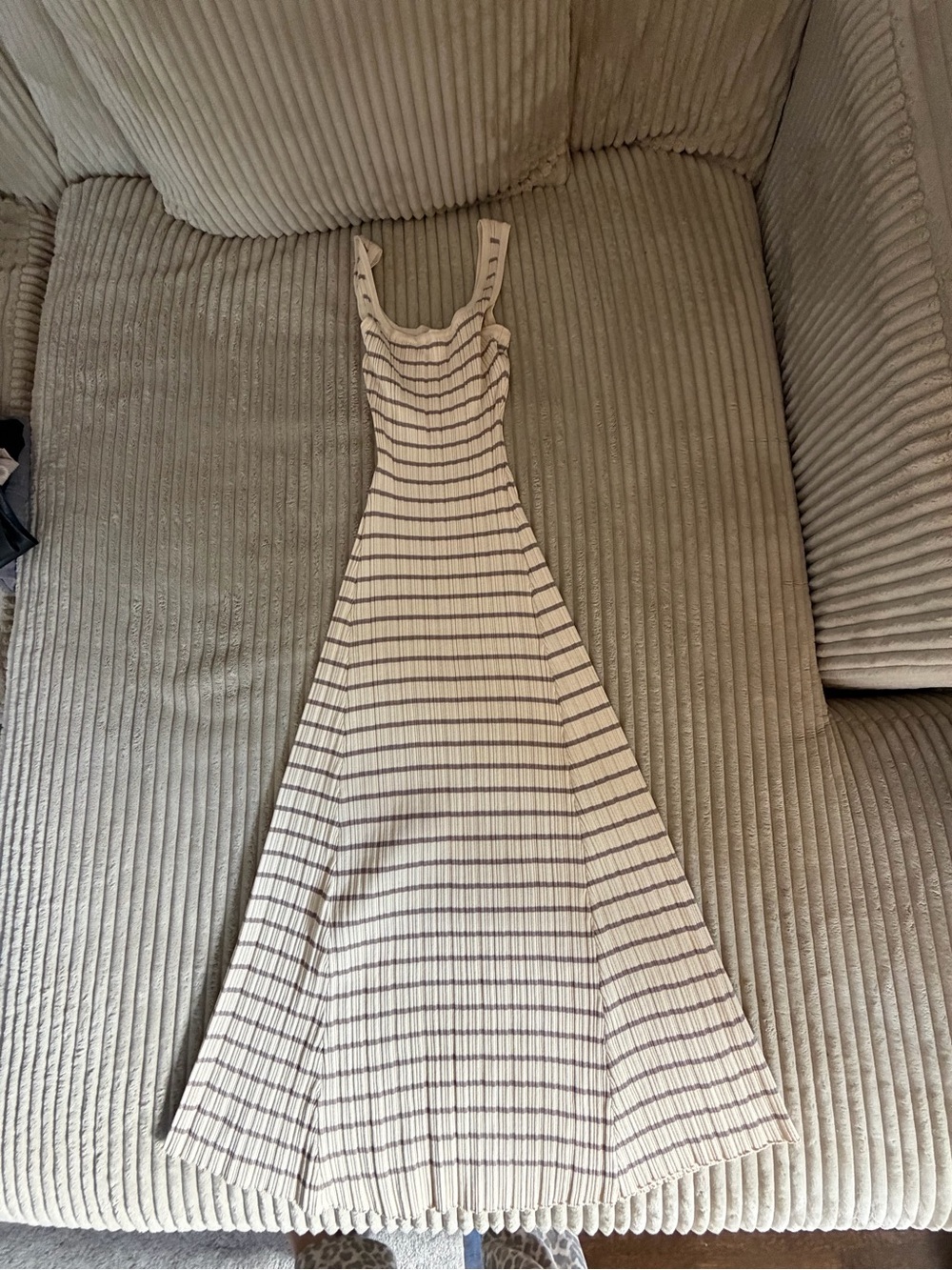 Petal & Pup Cream Henry Striped Midi Maternity Dress